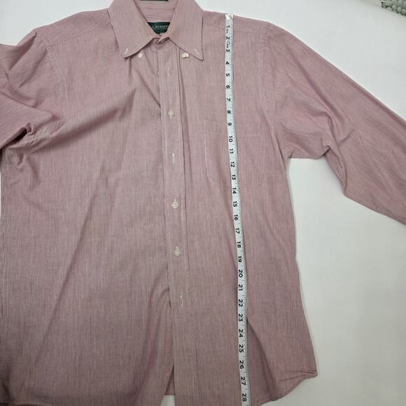 Harvey Bernard Bernard Holtzman Men 15 32/33 Red Pinstripe Long sleeve Button Up - Picture 6 of 6